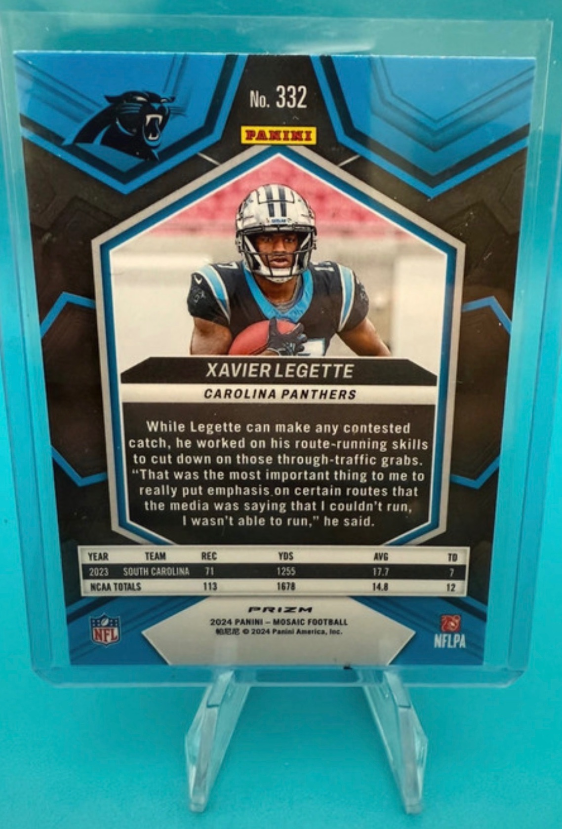 Xavier Legette 2024 Panini Mosaic Football Pink Mosaic #332 Rookie Card back