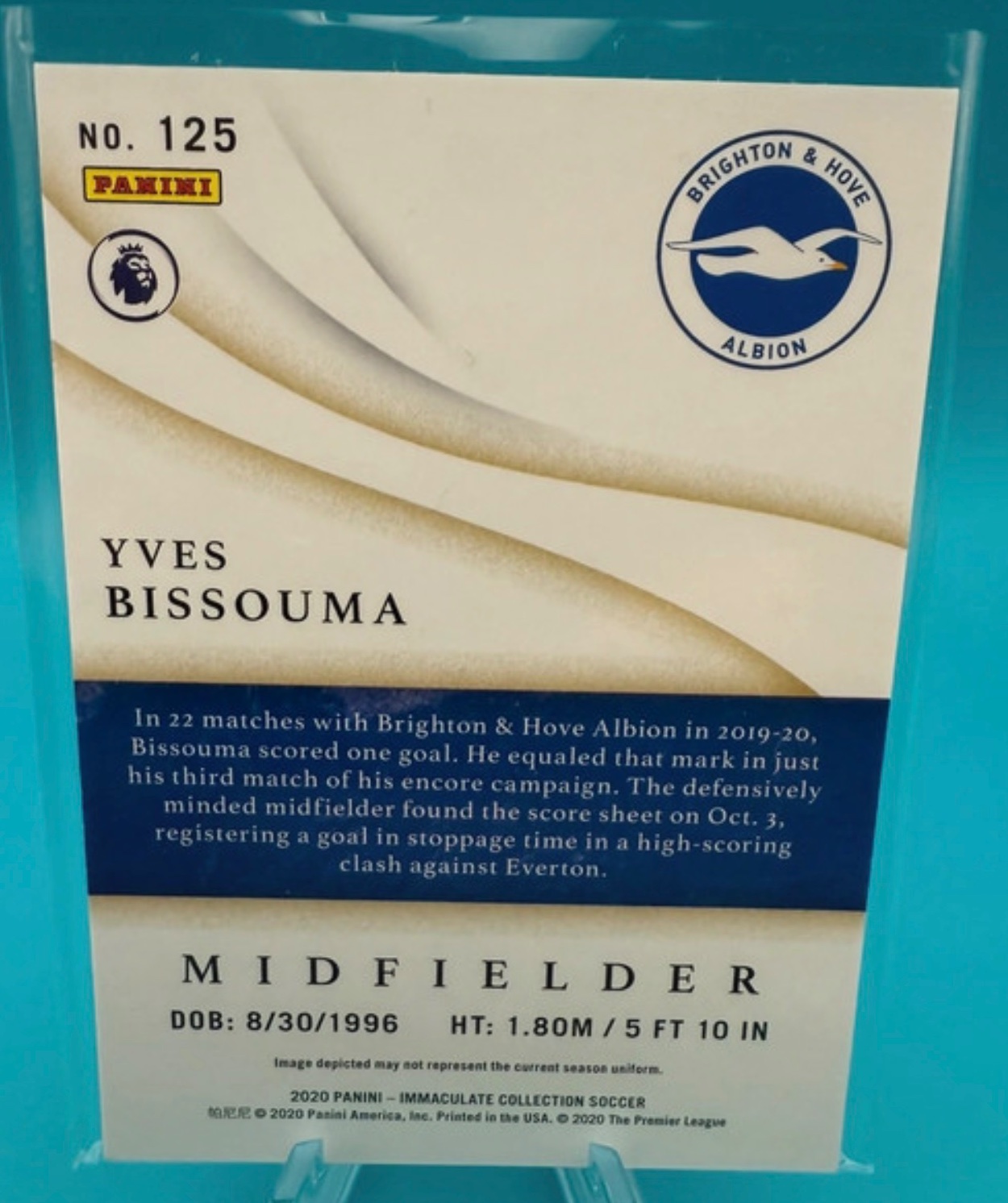 Yves Bissouma 2020 Panini Immaculate Collection Soccer #125 Card back