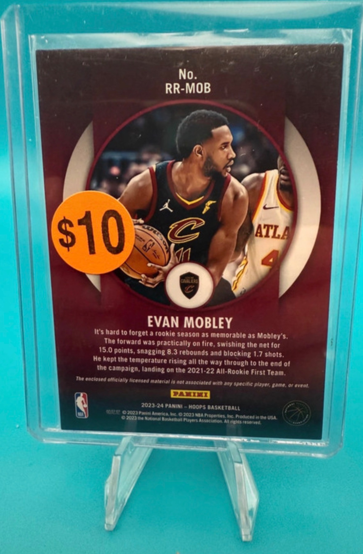 Evan Mobley 2023-24 Panini Hoops Rookie Remembrance #RR-MOB Rookie Card back