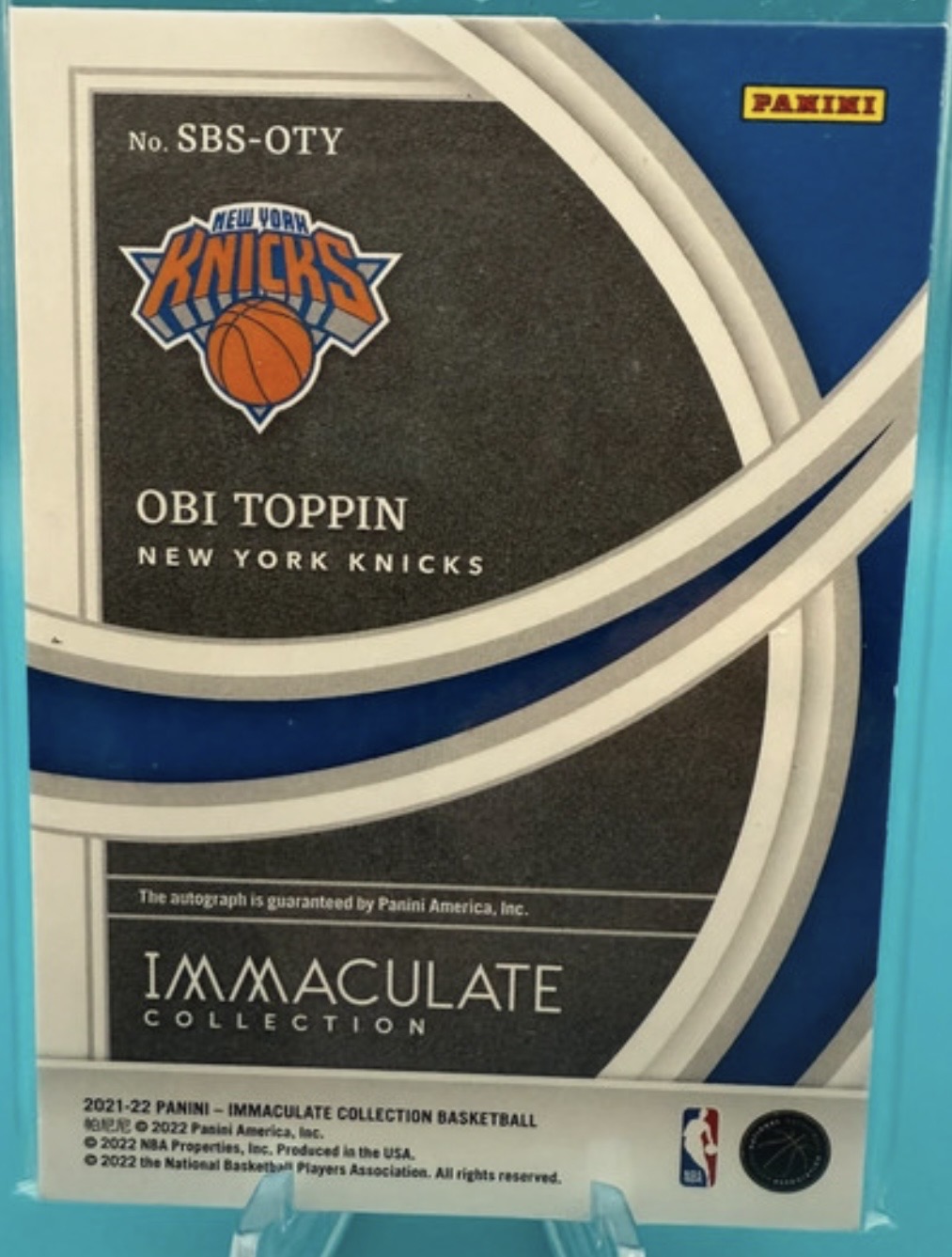 Obi Toppin 2021-22 Panini Immaculate Collection Shadowbox #SBS-OTY Card back