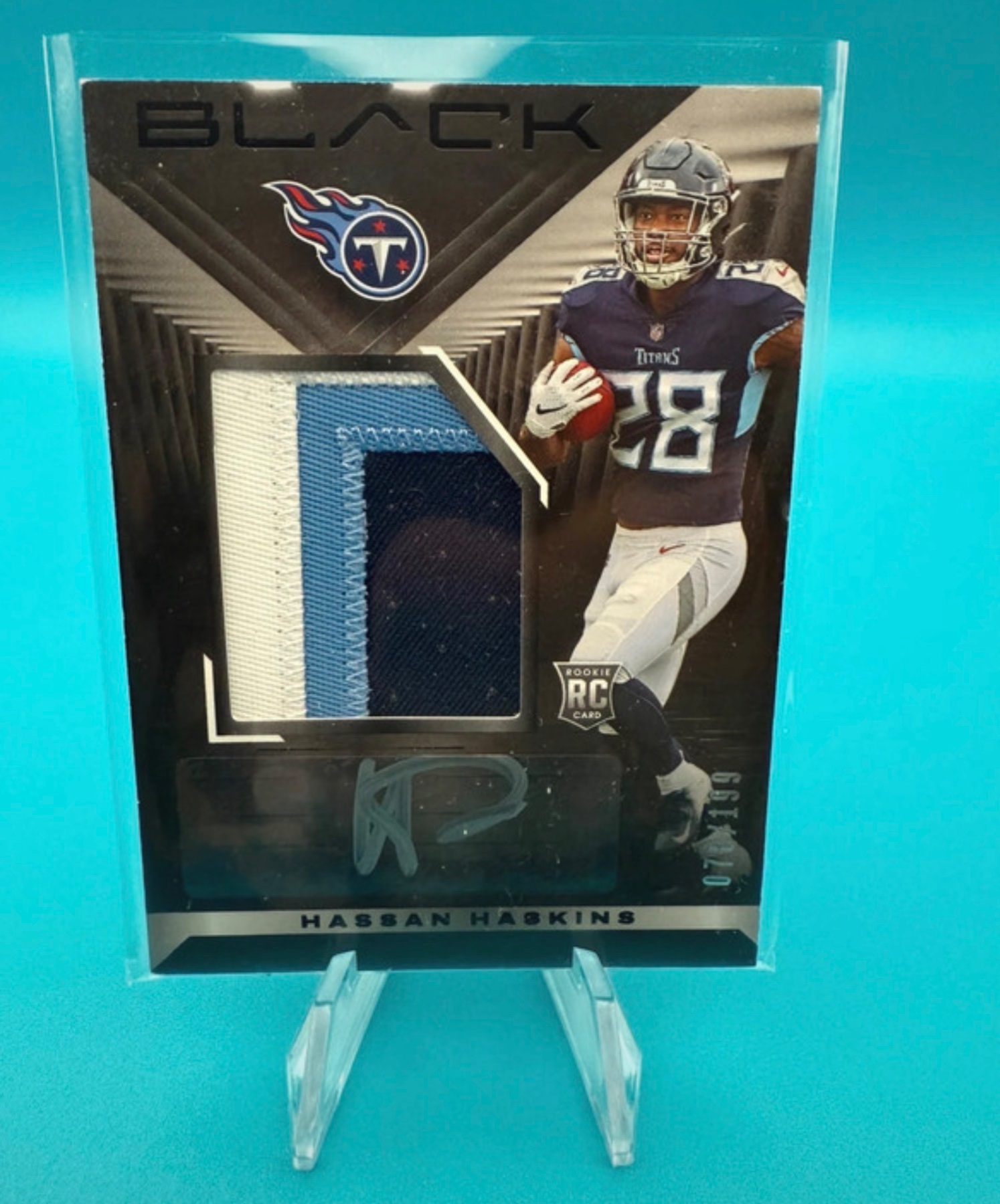 Hassan Haskins 2022 Panini Black Football #239 Rookie Card front